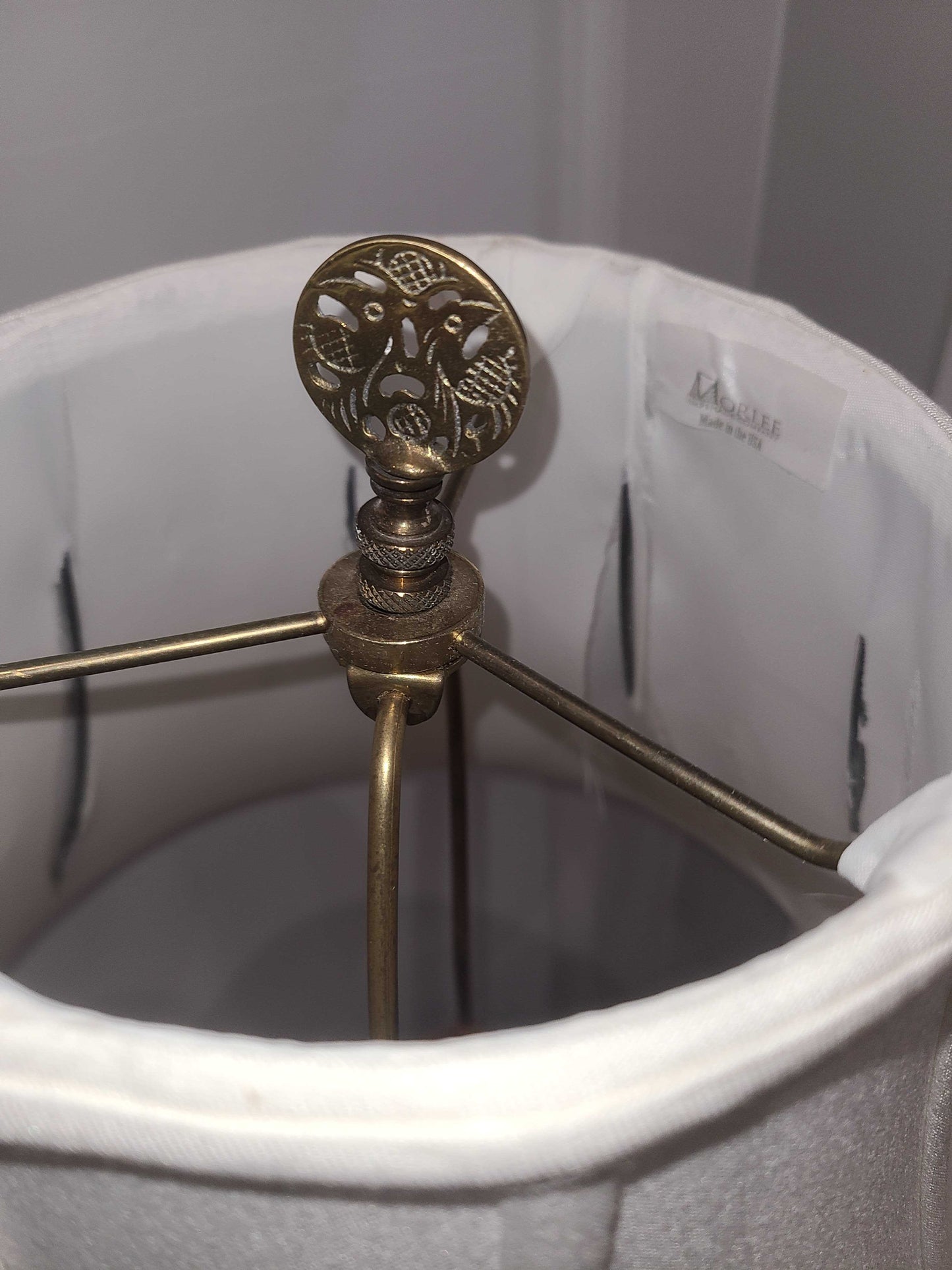 Modern handpainted Chinese style lamp, with brass top.