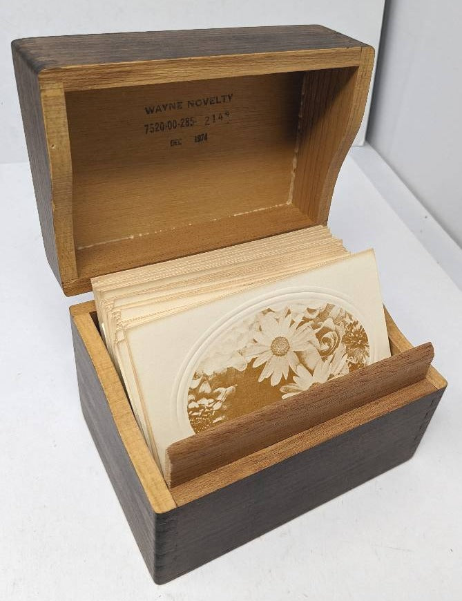 Dark wood box, brass hinges, tongue and groove joinery