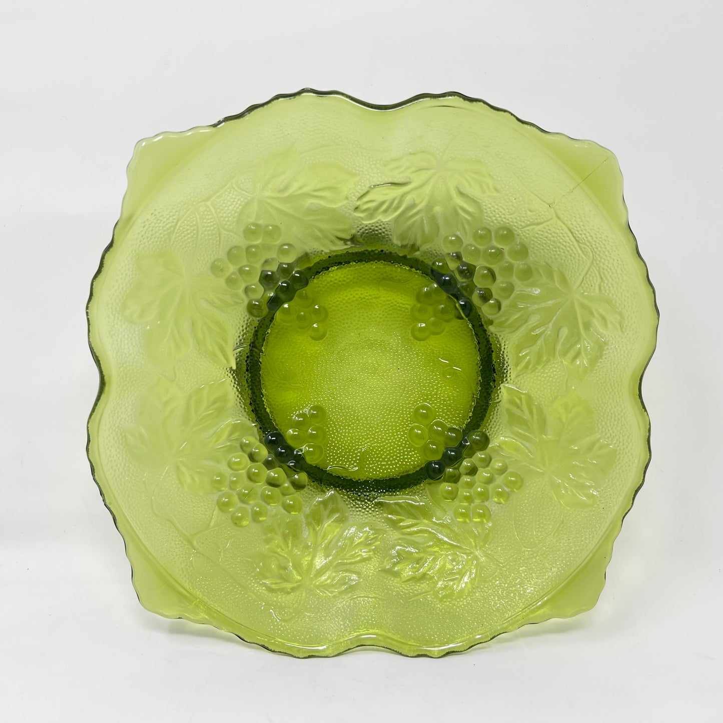 Green Glass Footed Serving Bowl