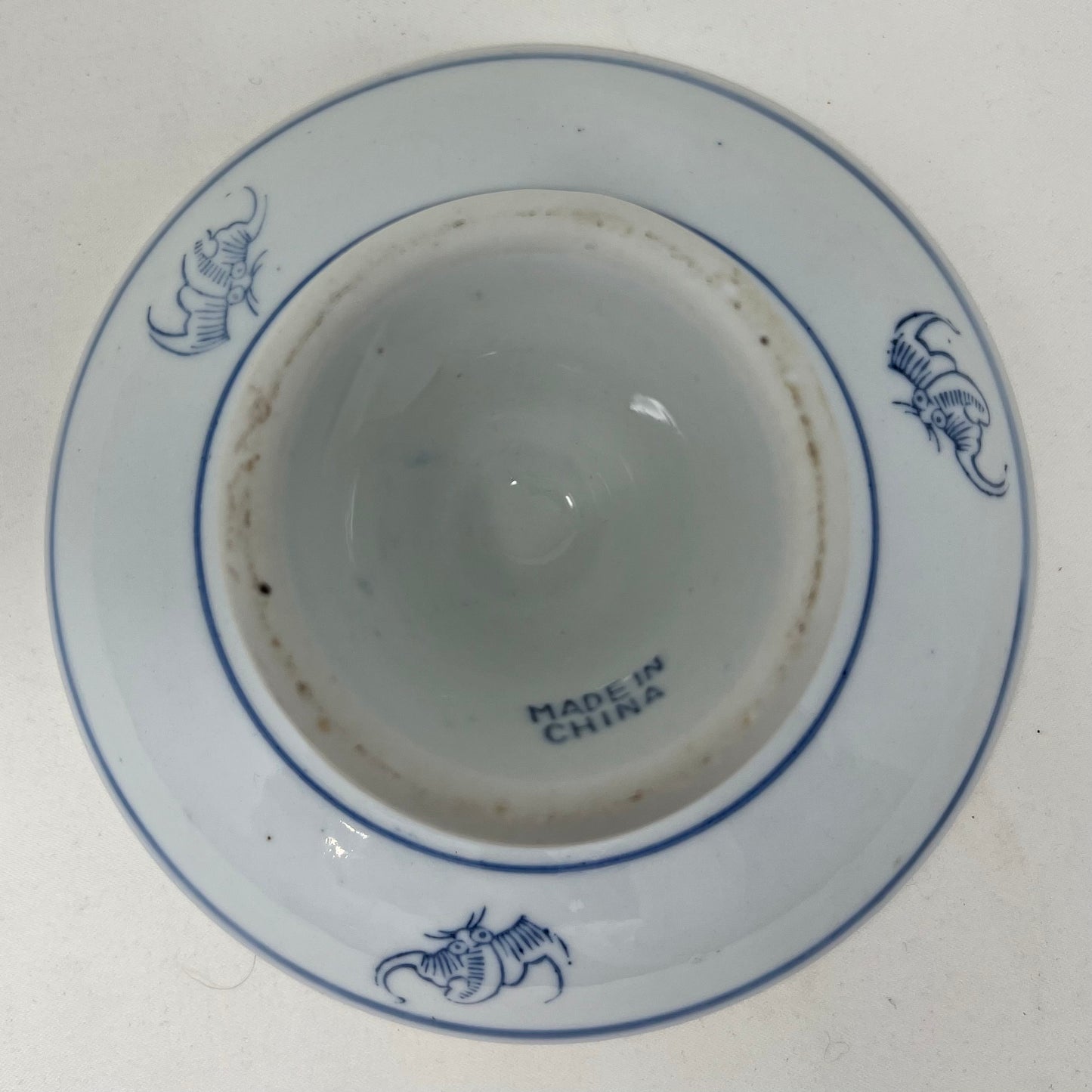 VINTAGE Asian Blue White Pedestal Bowl
