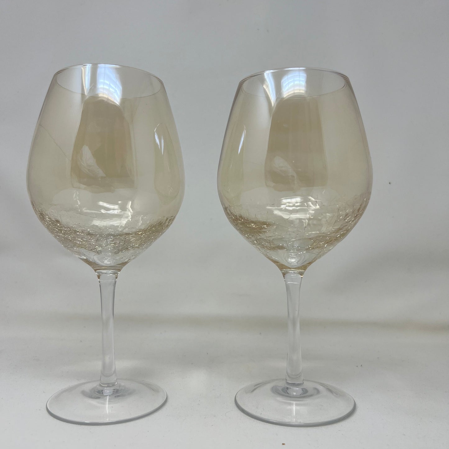 Wine Glasses, pair, Golden Crackle