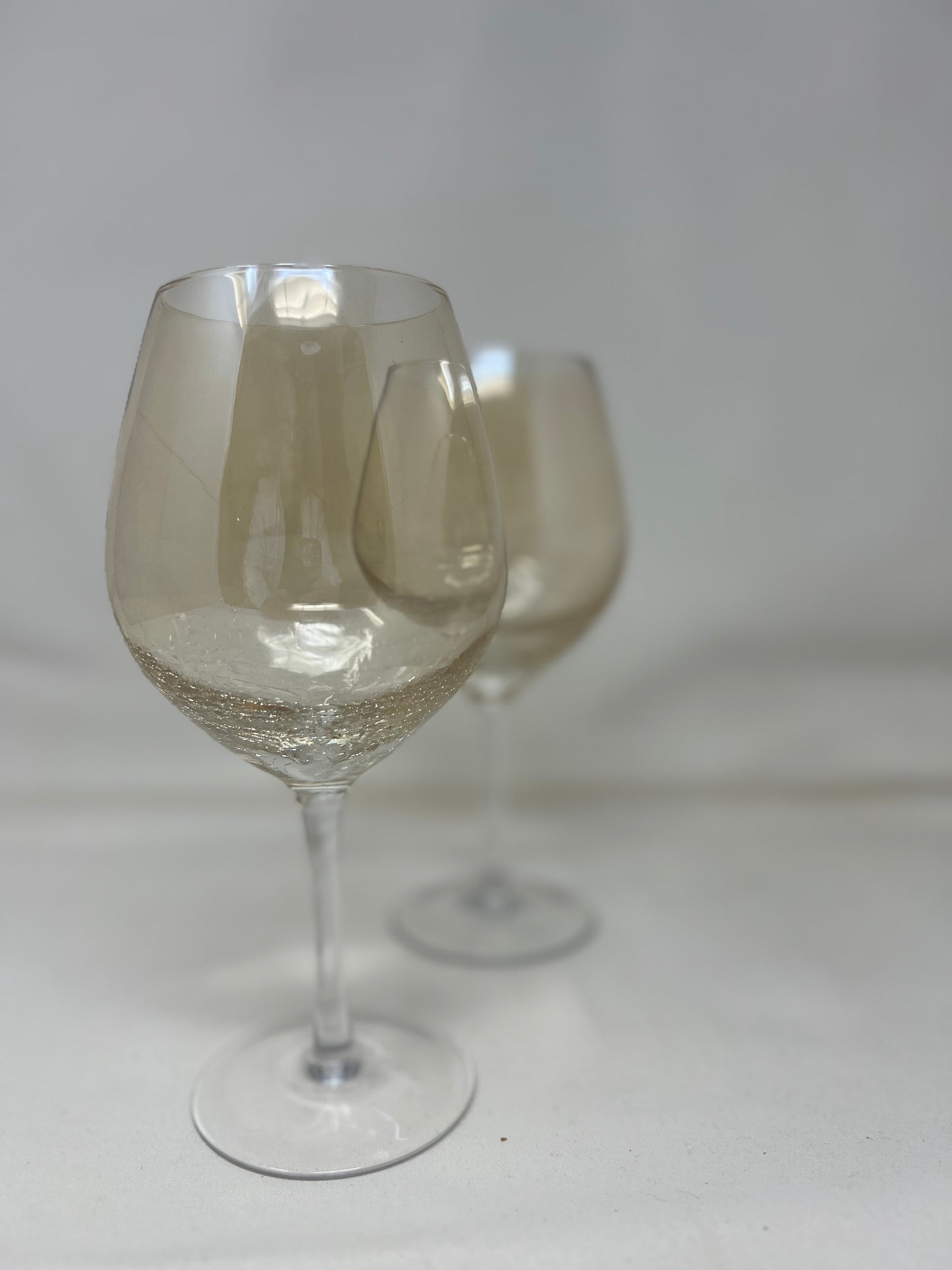 Wine Glasses, pair, Golden Crackle