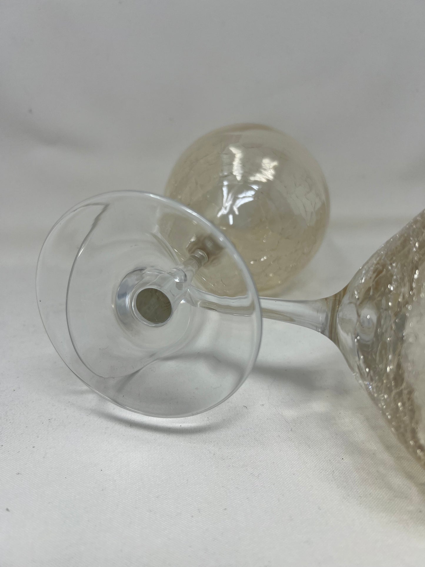 Wine Glasses, pair, Golden Crackle