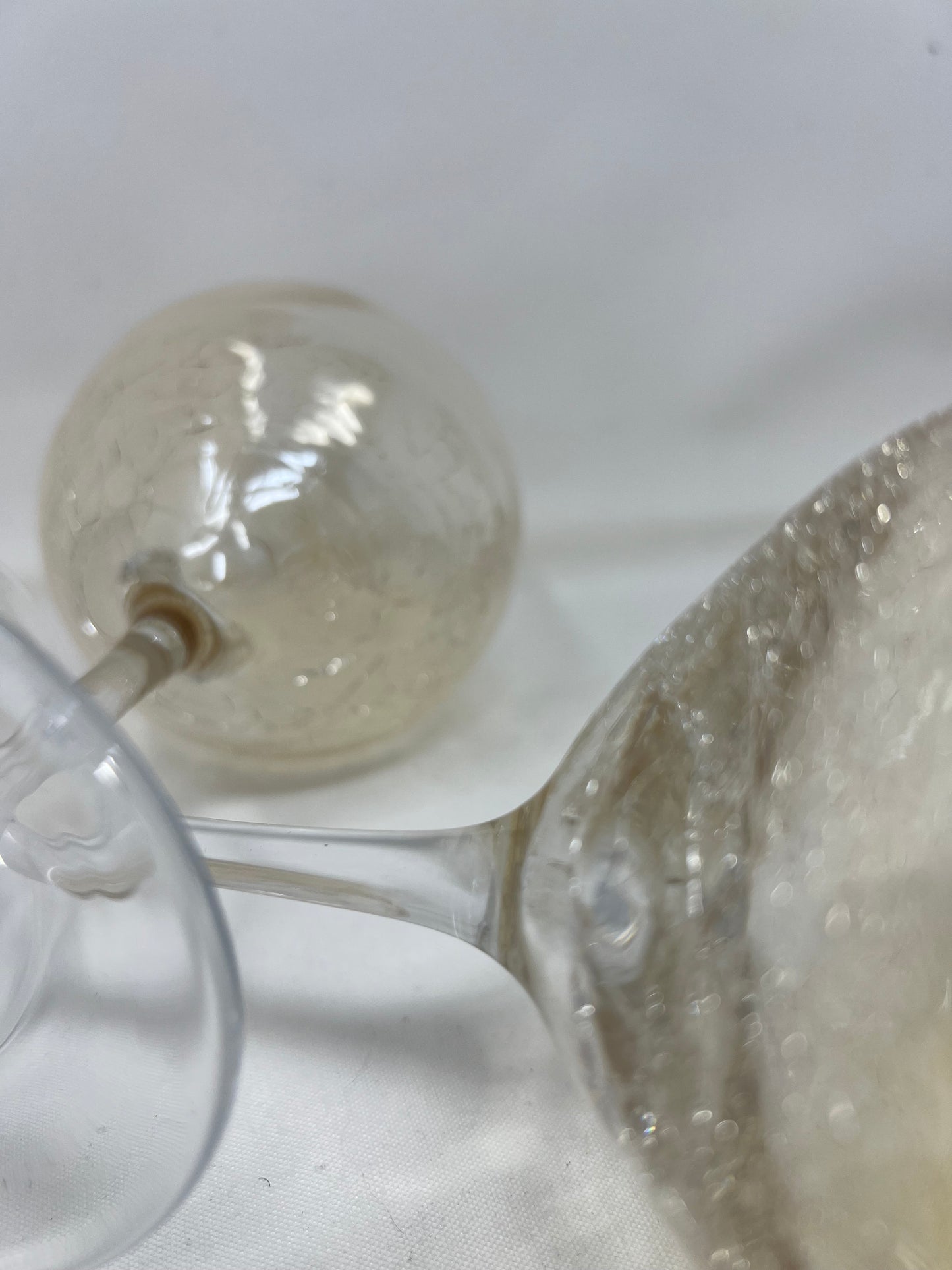 Wine Glasses, pair, Golden Crackle