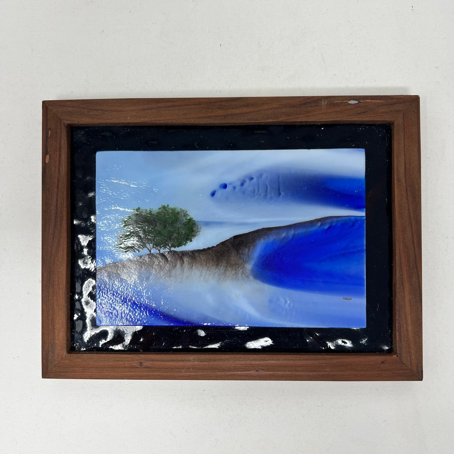 Art, hand stained glass, framed