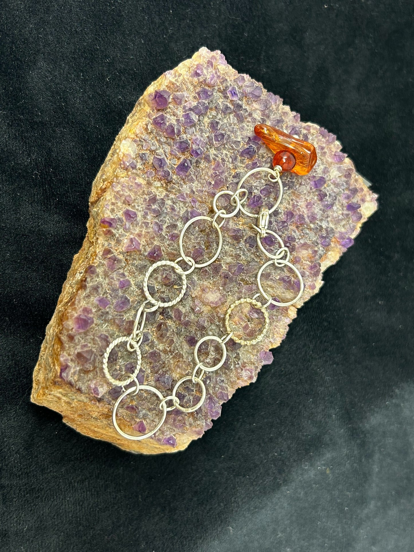 Turtle Jewelry Designs: Silver rings 7" bracelet w/ amber drop