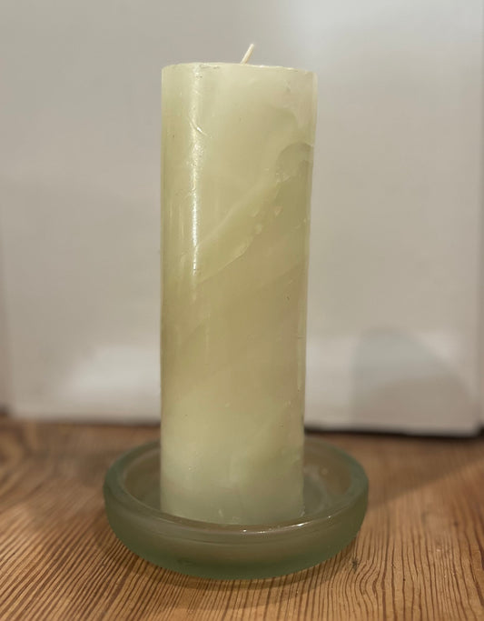 ER8: Sage Green Marbled Candle with Dish