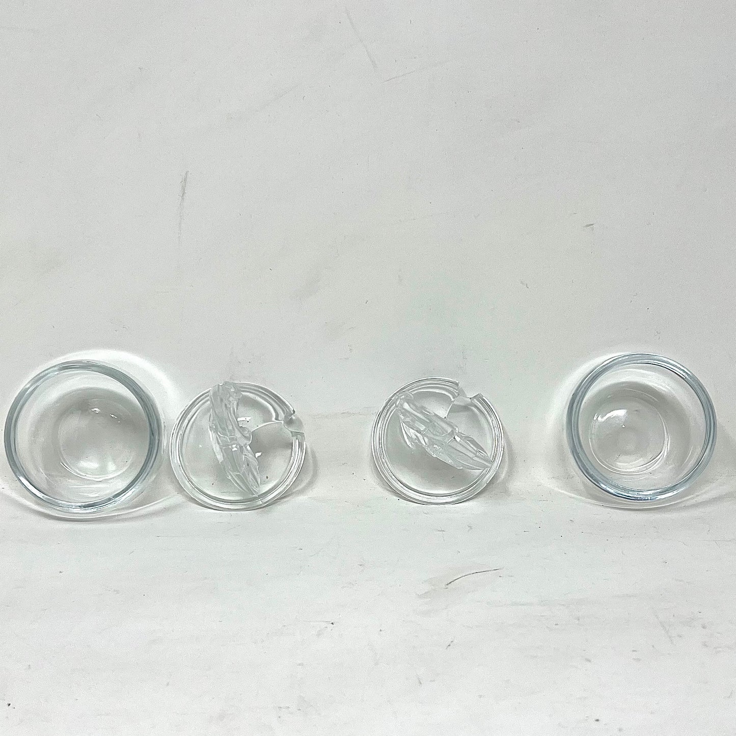 Glass Jam Pots w/Tray
