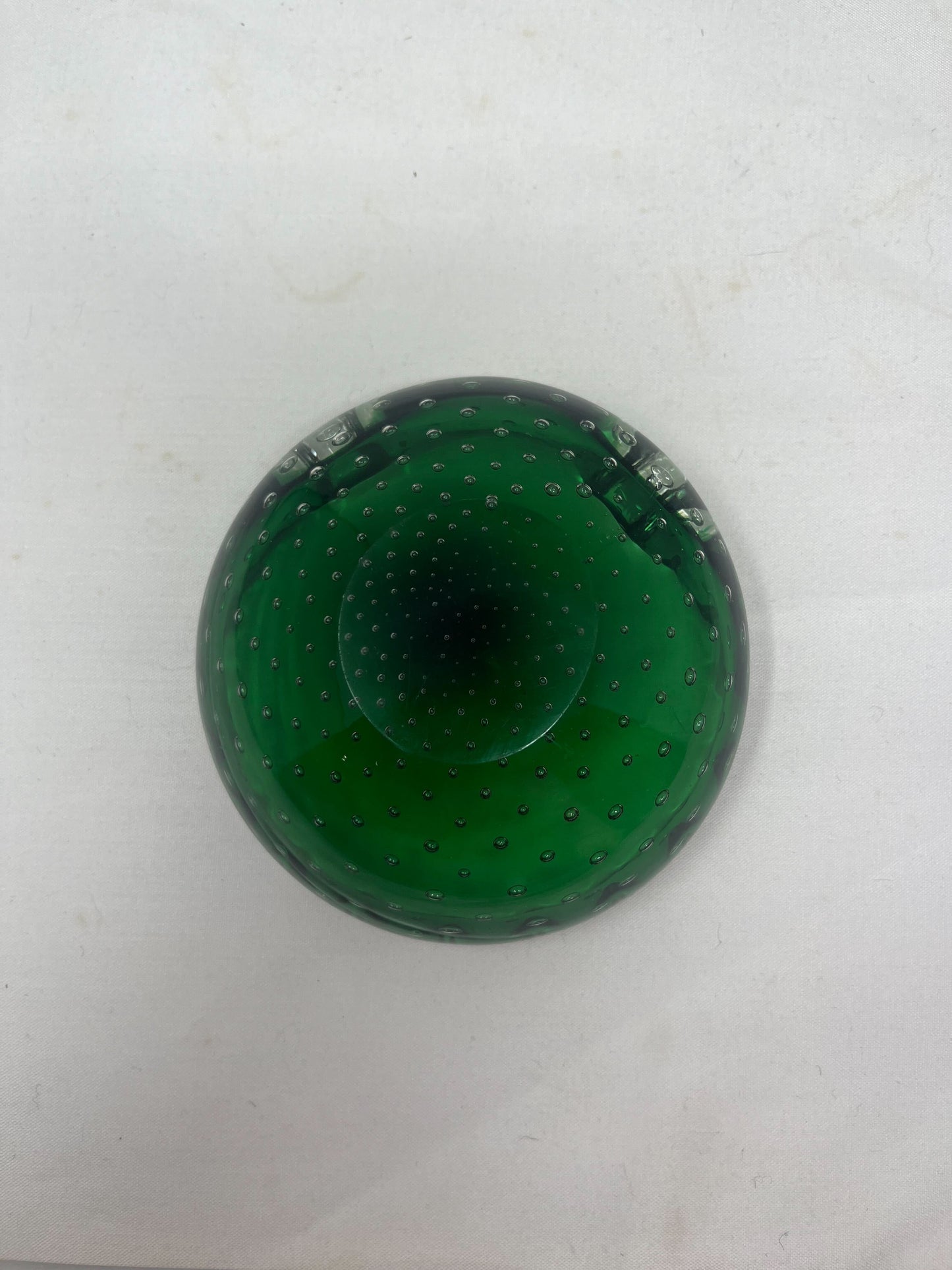 MCM Handblown Bullicante Murano Emerald Glass Ashtray, Bowl