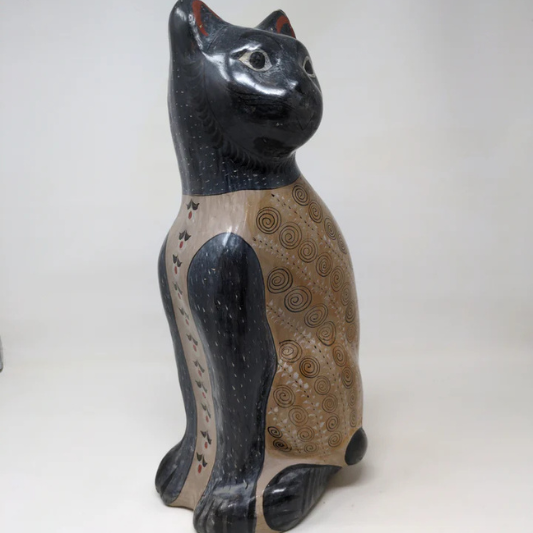 Tonala Mexican Cat Statue
