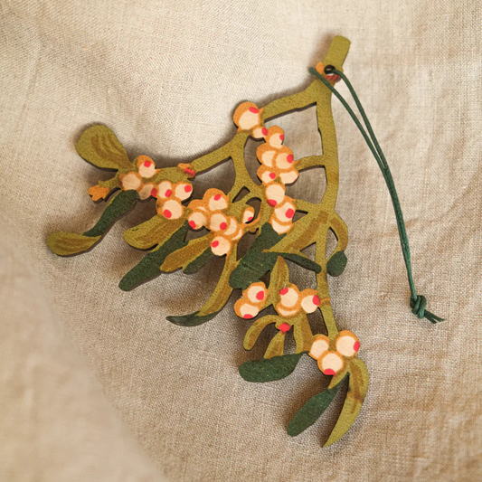 East End Press: Mistletoe Wooden Ornament