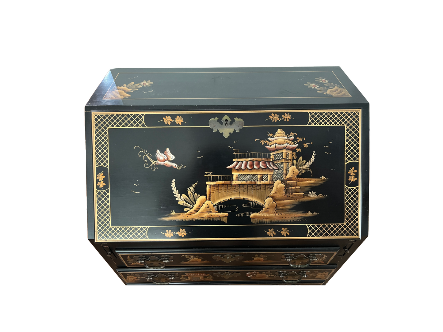Desk, Secretary, Vintage Maddox Chinoiserie