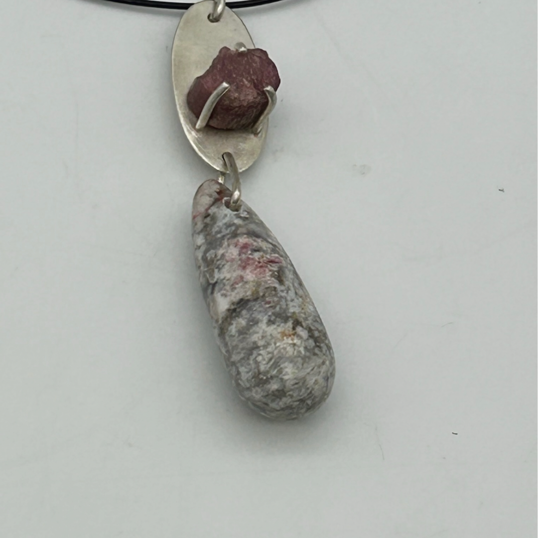 Sarah Wolfenden: Maine Granite and Pink Tourmaline Sterling Silver