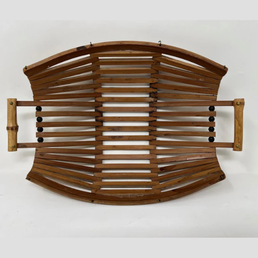 Basket, Bamboo Slat, Vintage MCM 9x12