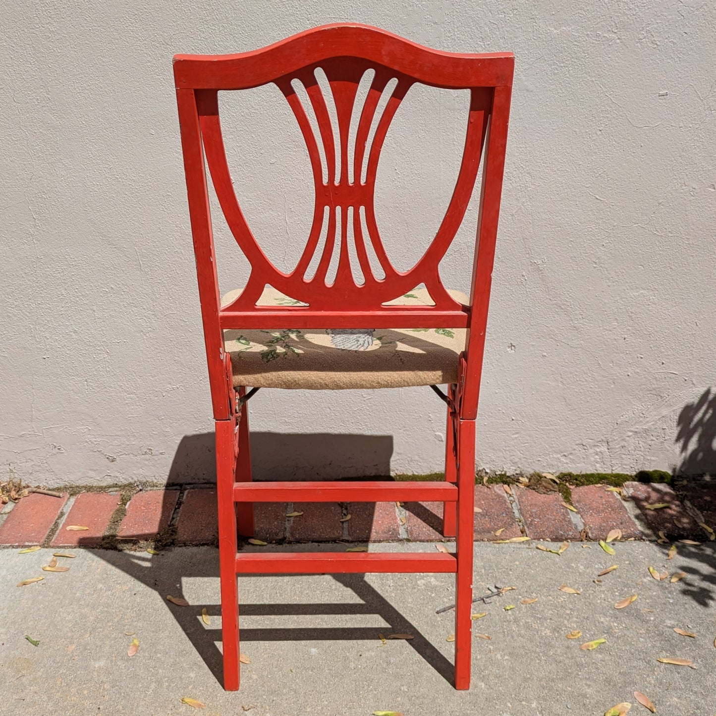 Set of 4 Leg-O-matic chairs with needlepoint seats