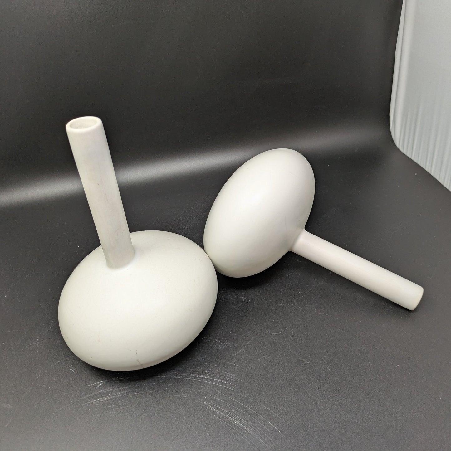 Pair of White Modernist Made in Portugal Vases