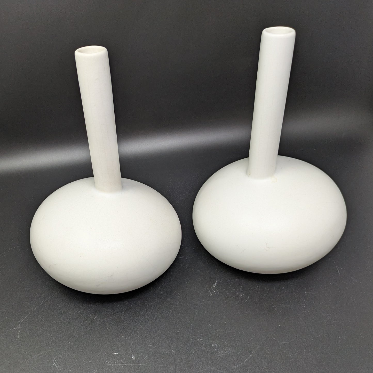 Pair of White Modernist Made in Portugal Vases