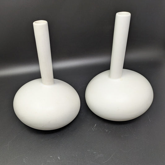 Pair of White Modernist Made in Portugal Vases