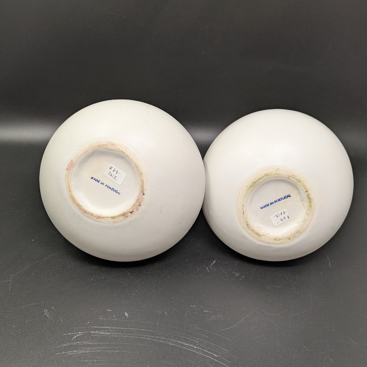 Pair of White Modernist Made in Portugal Vases