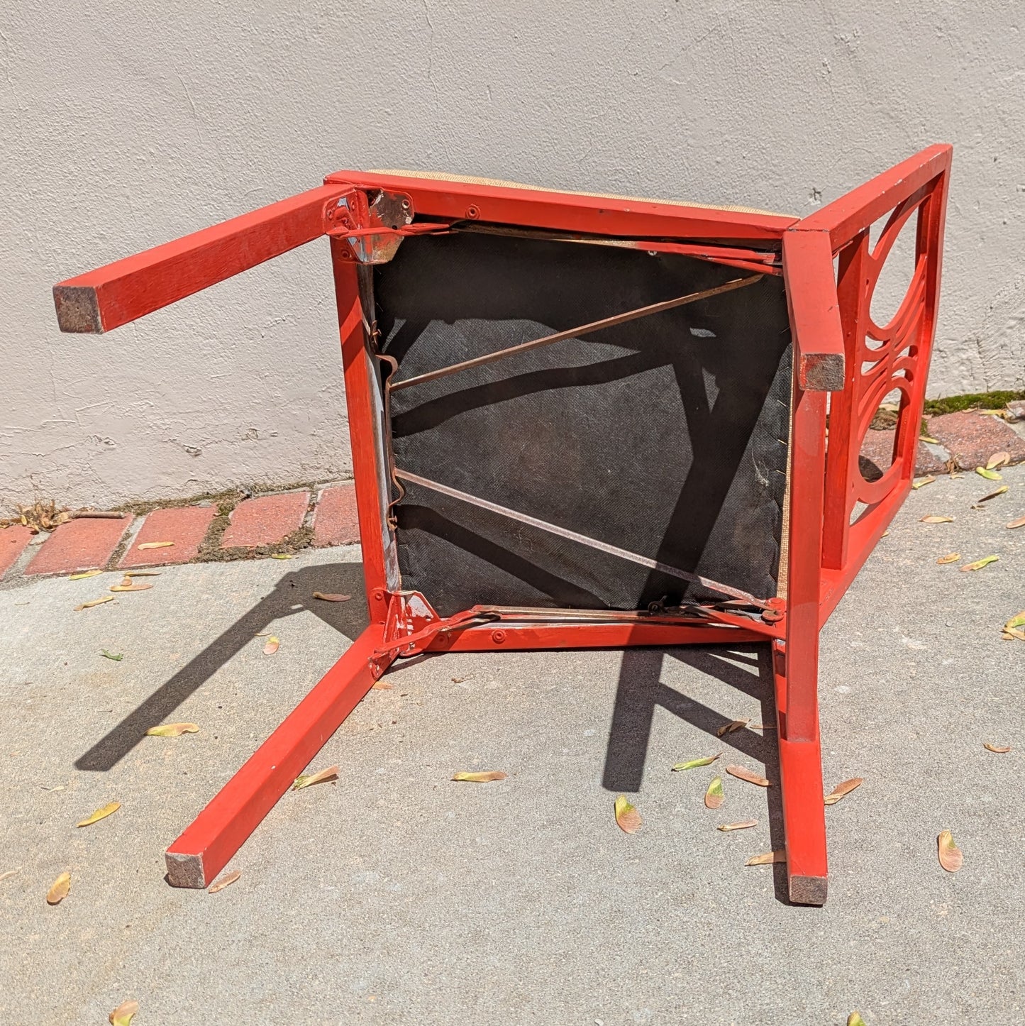 Set of 4 Leg-O-matic chairs with needlepoint seats