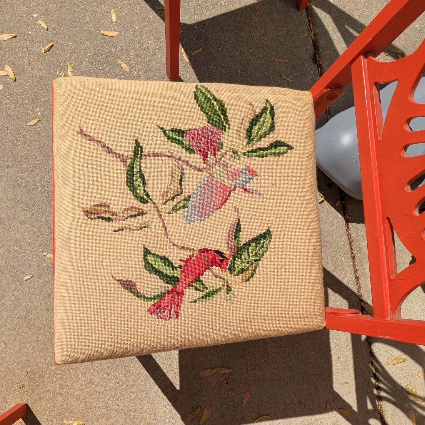 Set of 4 Leg-O-matic chairs with needlepoint seats