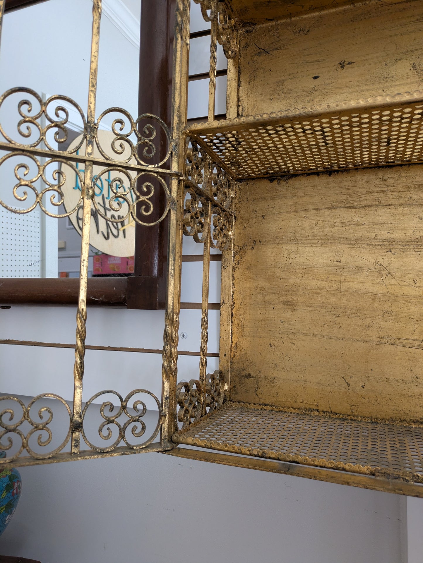 Cast Iron Gilt Wall Mount Cabinet