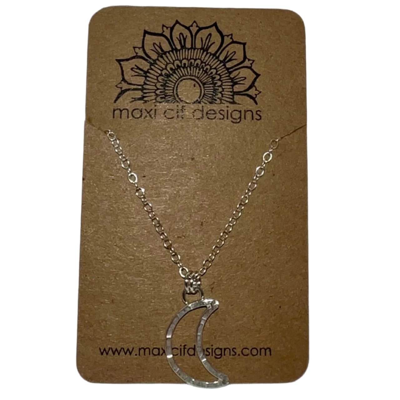 Necklace, Maxi Cif Designs, Crescent Moon, Sterling Silver 18"