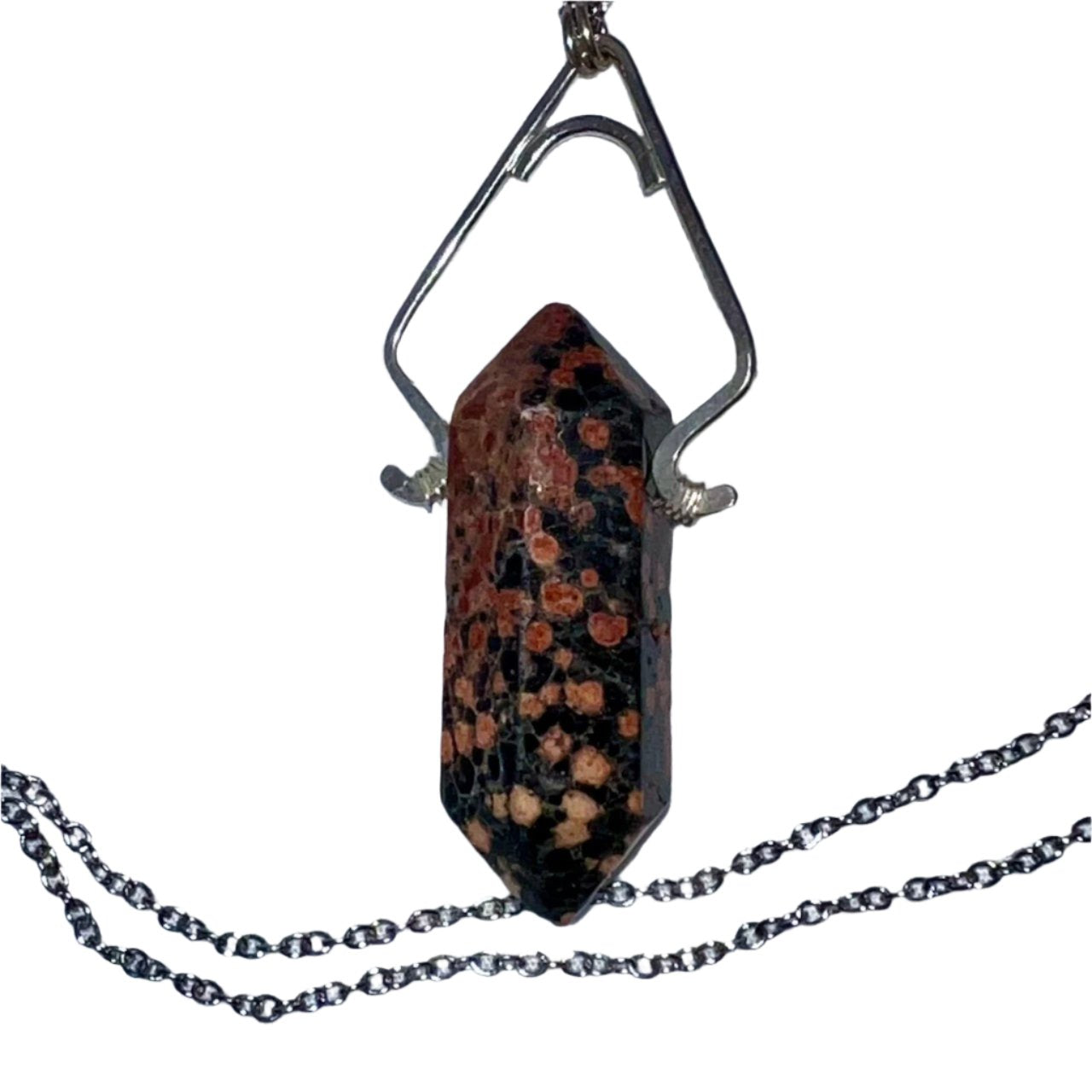 Necklace, Maxi Cif Designs, Red Snowflake Obsidian Spade