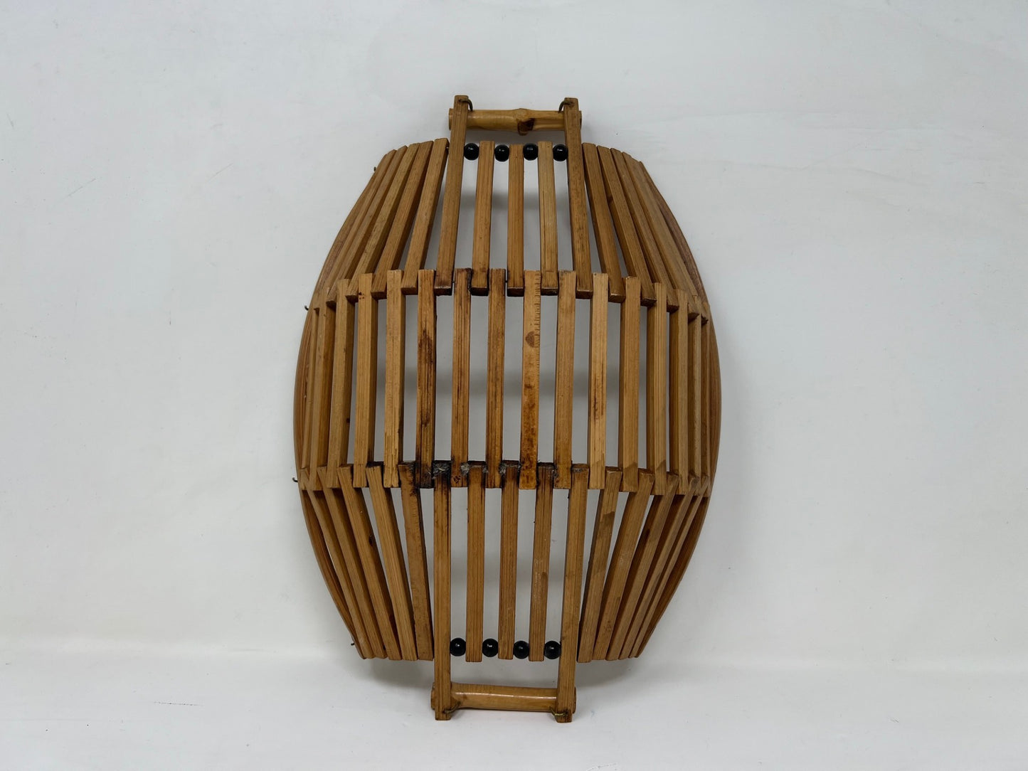 Basket, Bamboo Slat, Vintage MCM 9x12