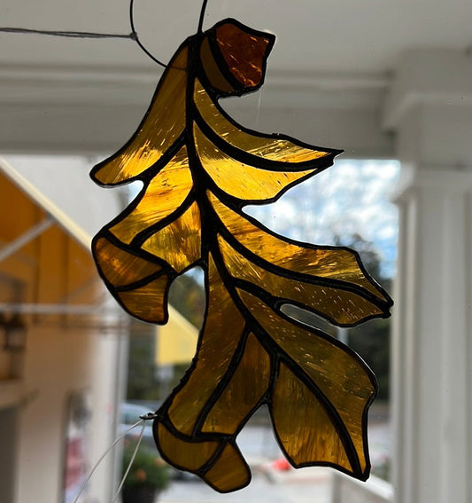 Stained Glass Leaf And Acorn