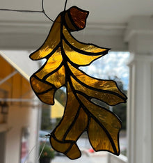  Stained Glass Leaf And Acorn