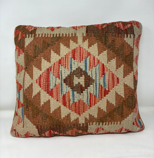 Kilim Pillow - Red, White, Blue