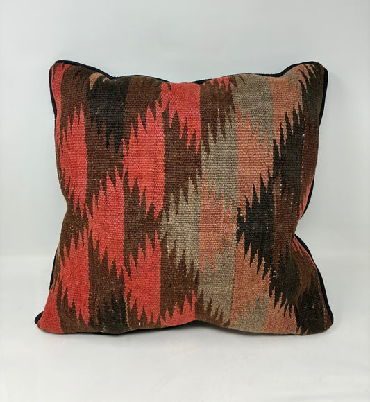 Kilim Pillow - Red, Brown, Black