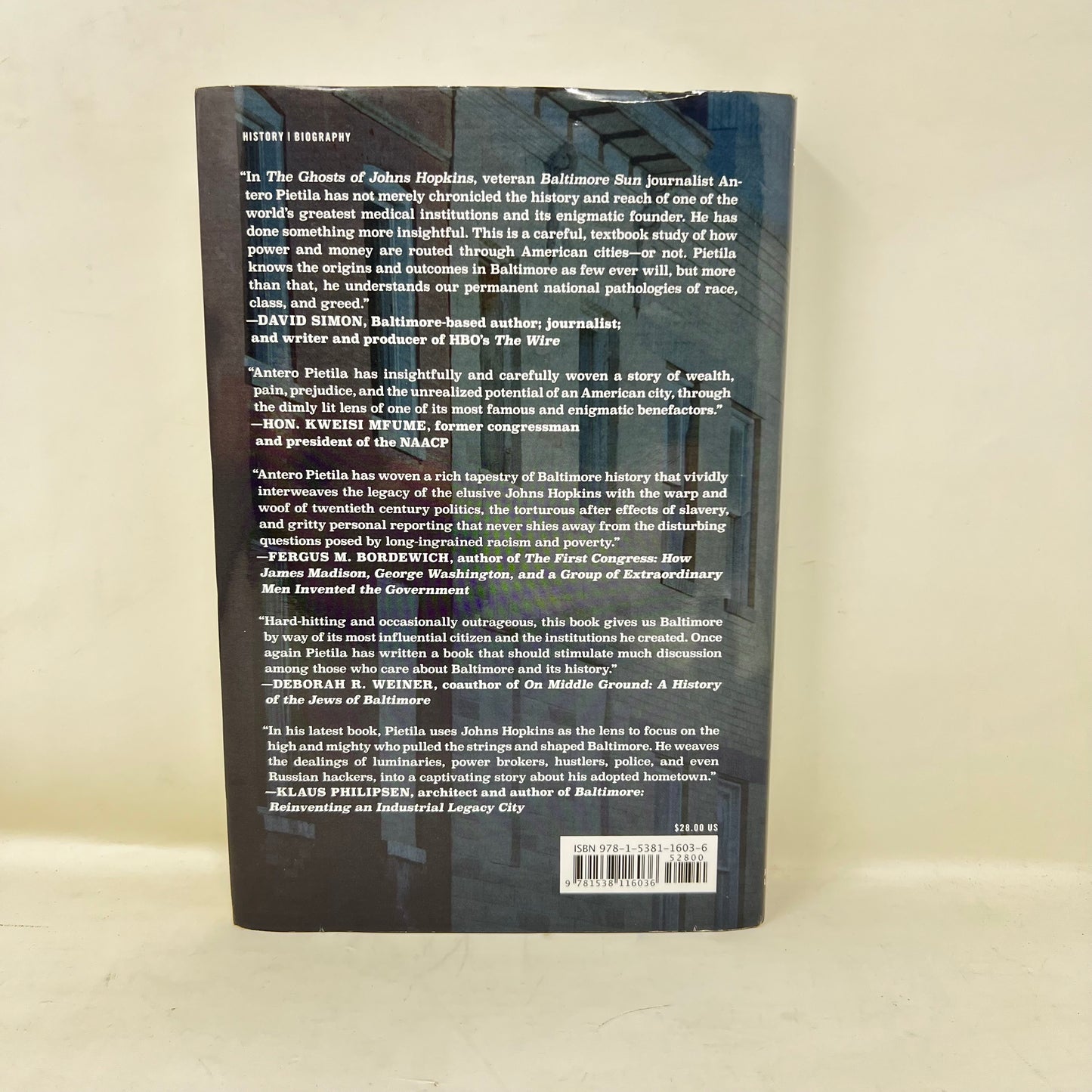 Book: The Ghosts of Johns Hopkins: The Life and Legacy that Shaped an American City; Pietila, Antero :copyright:2018