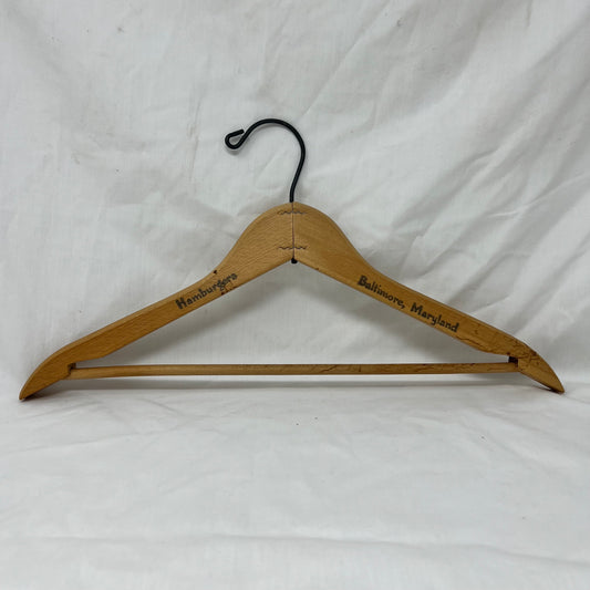 Vintage MCM “Hamburgers” wooden hanger