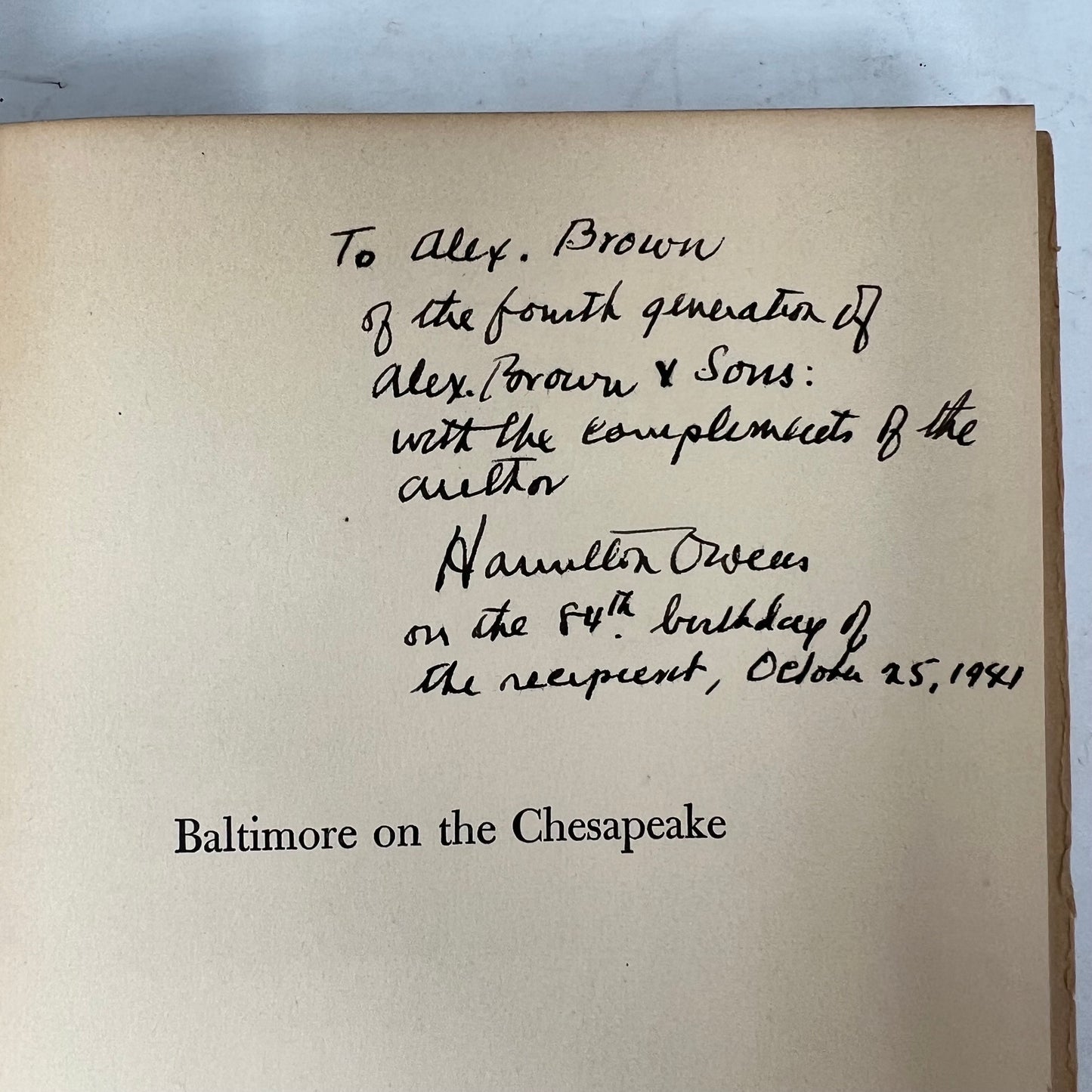 Book: Baltimore on the Chesapeake, Owen’s, H.