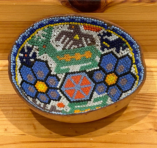 ER1 Native American hand beaded gourd bowl