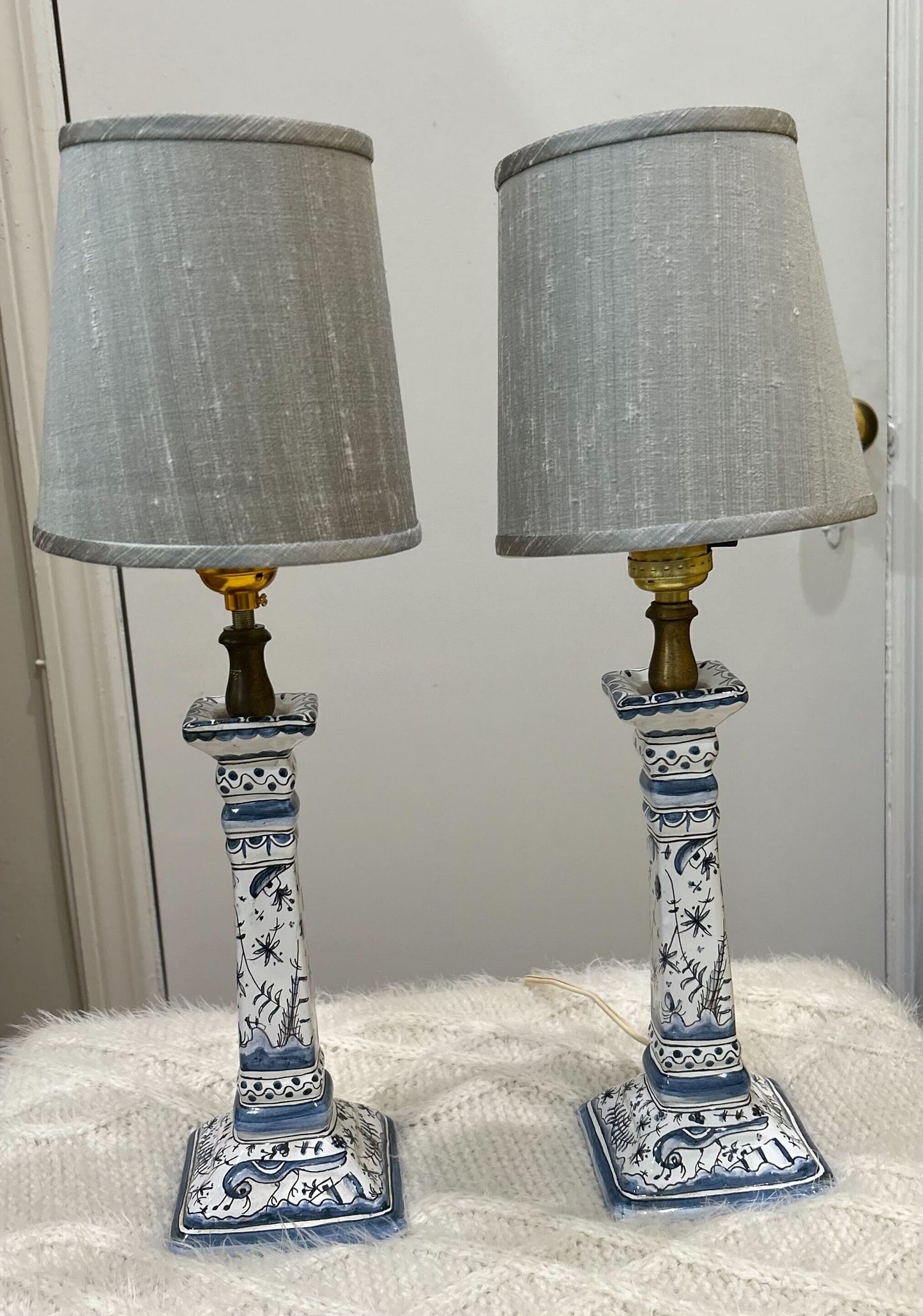 ER6: Hand-Painted Portuguese Lamps, Pair