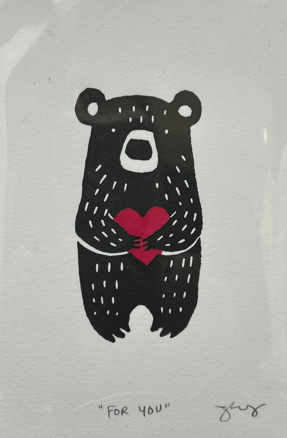 For You (small black bear holding red heart)