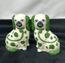  Stylized Cocker Spaniel figurines - white, green, and black