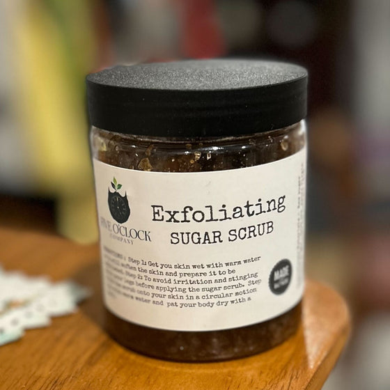 jar of exfoliating sugar scrub