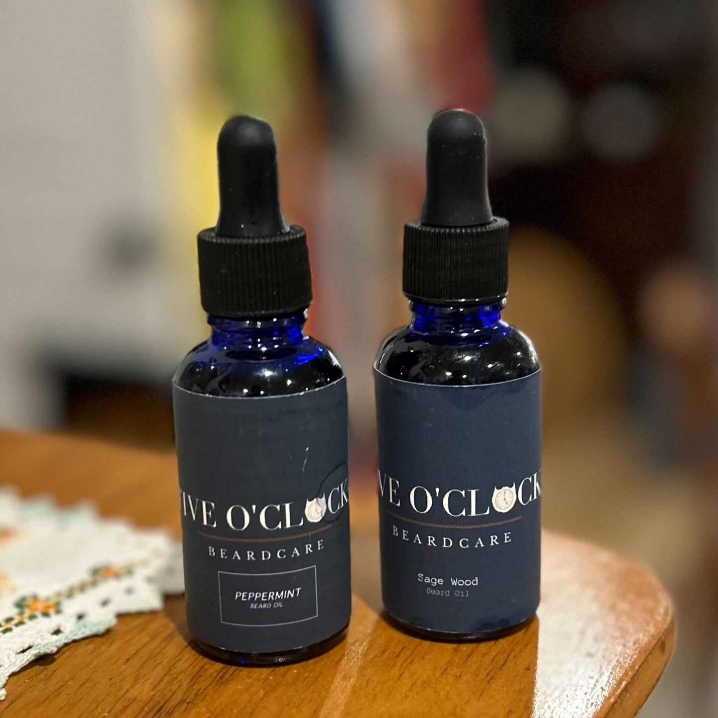 Two variations of beard oil (sage wood and peppermint)