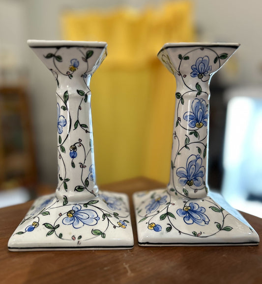 ER2  Portuguese Hand painted candleholders