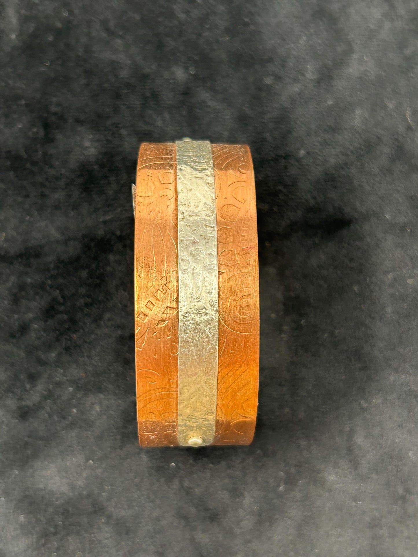 Turtle Jewelry Designs: Patina'd copper/silver textured cuff 2