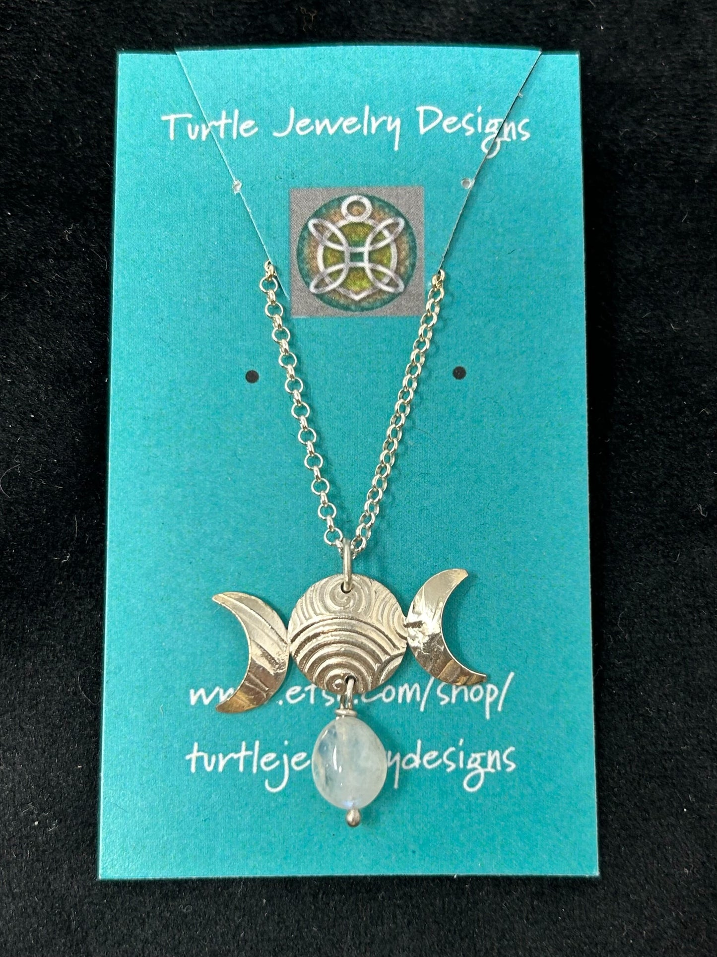 Turtle Jewelry Designs: Triple Goddess pendant w/ moonstone dangle