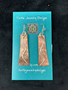  Turtle Jewelry Designs: Copper w/ silver wire work earrings