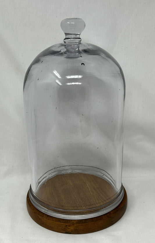 ER3: Vtg Wood Base Glass Cloche