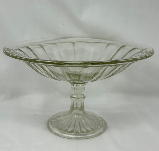 11” pressed glass compote bowl with pedestal