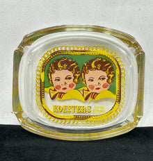  Koesters Twin Bread ashtray, clear glass with classic Koesters packaging image imprint in center