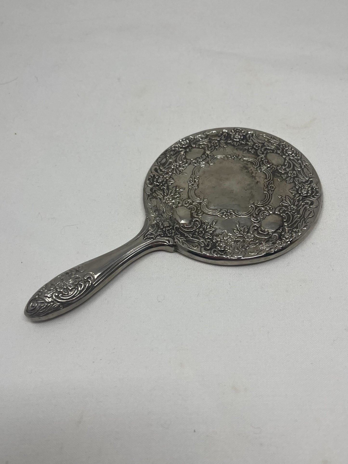 Handheld Vintage Art Nouveau Silver Plated Hand mirror